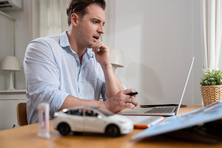 Customer logging into Cinch Auto Finance dashboard on laptop