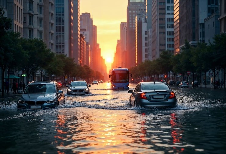“Flooded home in a hurricane-prone area, illustrating the need for USAA flood insurance”
