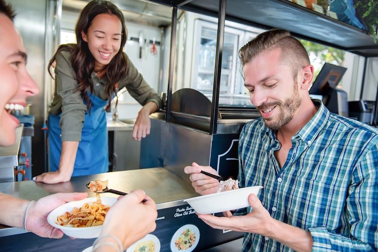 Food van business in the USA serving customers