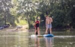 Kayakers enjoying a river waterway in the USA