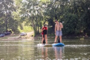 Kayakers enjoying a river waterway in the USA